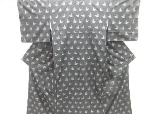 変わり矢羽根模様織り出し手織り紬着物